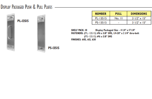DISPLAY PACKAGED PUSH & PULL PLATES